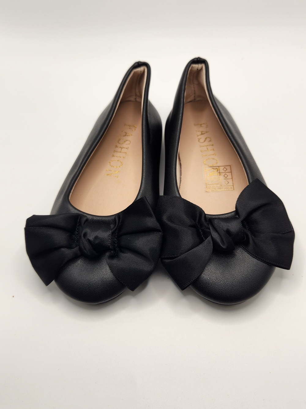Fashion Nova Black Girls' Bow Ballet Flats